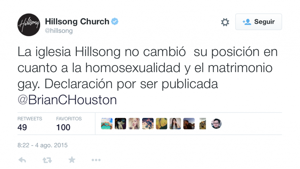 Iglesia Hillsong y matrimonio Gay