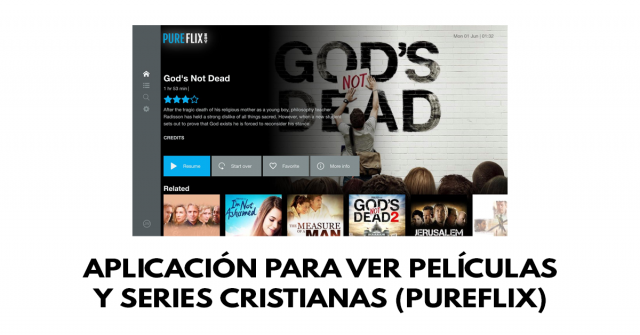 Aplicación para ver películas y series cristianas (PureFlix)