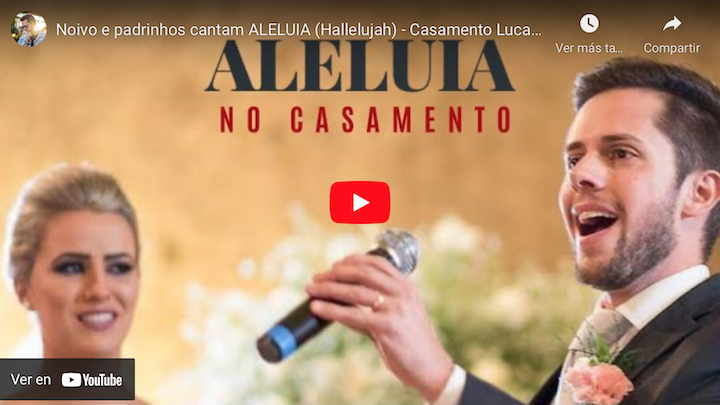 Novio y padrinos cantan la cancion aleluya en una boda