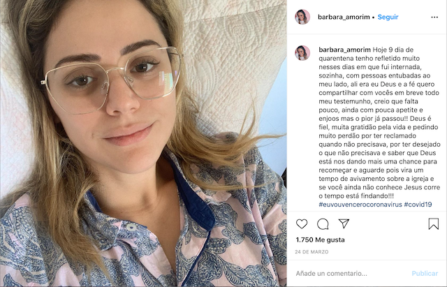 Cantante cristiana barbara amorim se recupera del coronavirus