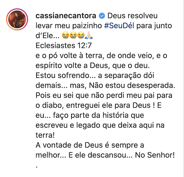 Padre de Cassiane fallece