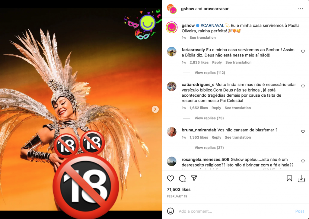 Modifican verso de la Biblia para dedicárselo a la reina del carnaval de Brasil